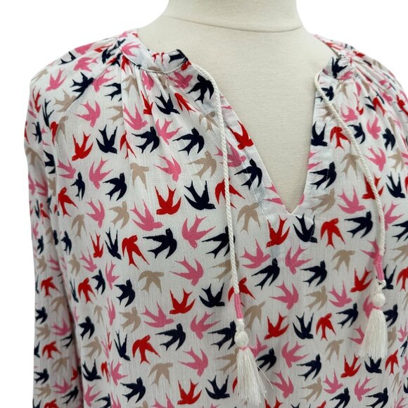 Boden Womens 14 Top Birds Dove Print Multicolor Peasant Lightweight Boho - Picture 3 of 11